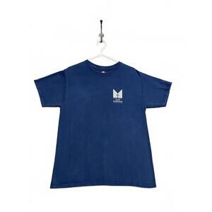 Vtg Y2K Hanes Tagless Navy Blue Men's Short Sleeve T-Shirt Medium Club Markham